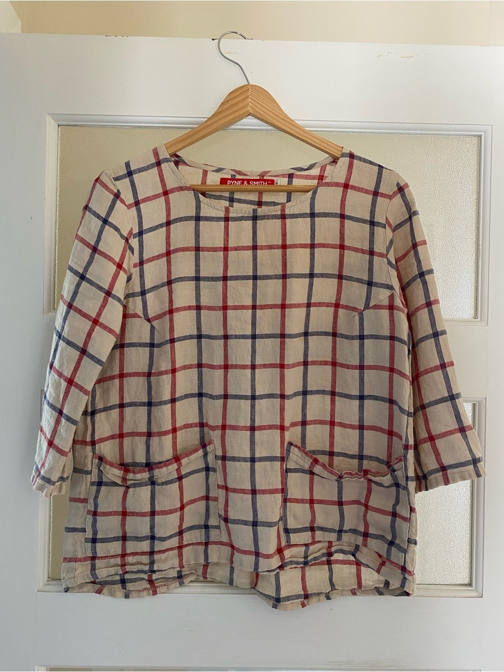 Pyne & Smith Linen Blouse in Biarritz Check